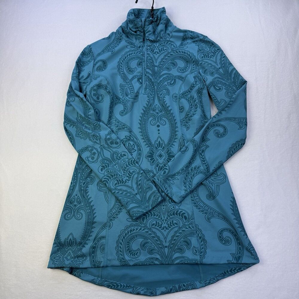 Tehama Quarter-zip Athletic Mock Neck Women Aqua SM l/s Pullover 1016